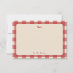 Ciao Herr und Frau rotes Gingham-Muster Dankeskarte