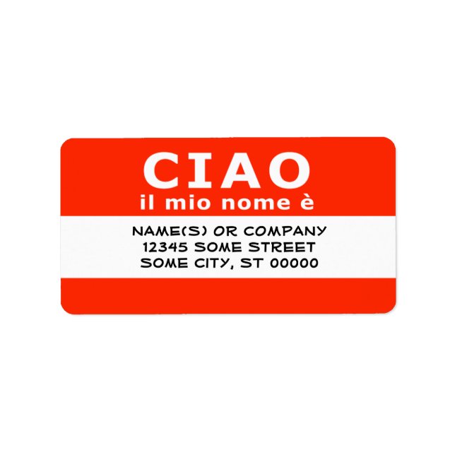 CIAO il mio nome e Adressaufkleber (Vorne)