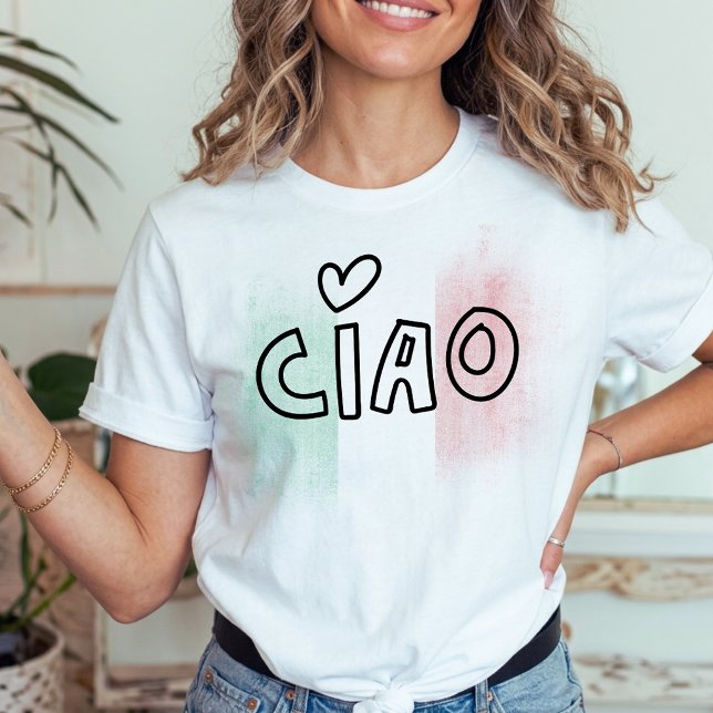 CIAO Italian flag green white red Italy  T-Shirt (Von Creator hochgeladen)