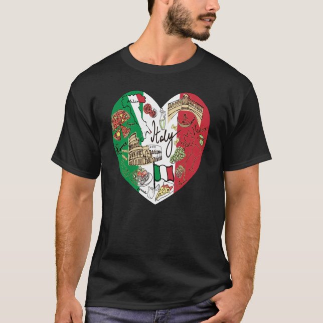 Ciao Italien Cool Italien Grafische Flagge Herz Ni T-Shirt (Vorderseite)