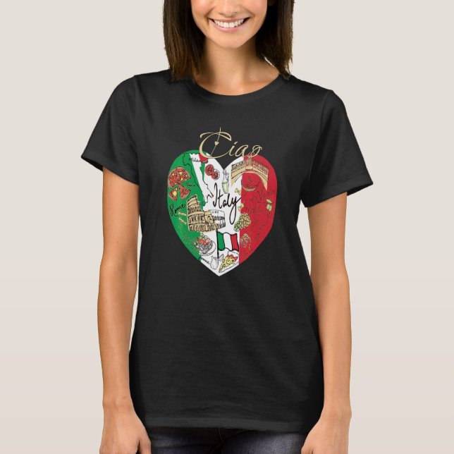 Ciao Italien Niedlich Italien Grafische Flagge Her T-Shirt (Vorderseite)