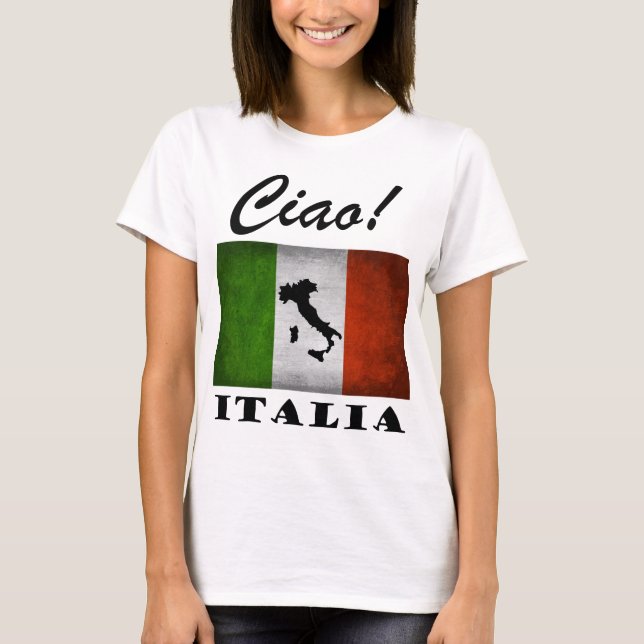 Ciao! Italienische Flaggen-Karte Italiens T-Shirt (Vorderseite)