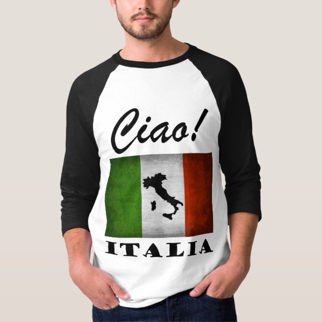 Ciao! Italienische Flaggen-Karte Italiens T-Shirt (Vorderseite)