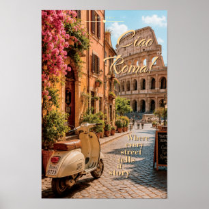 Ciao Roma Vintage Colosseum Szenische Kunst Poster