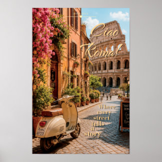 Ciao Roma Vintage Colosseum Szenische Kunst Poster
