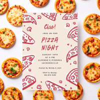 Ciao Rot Handgezeichnete Pizza Nacht Party