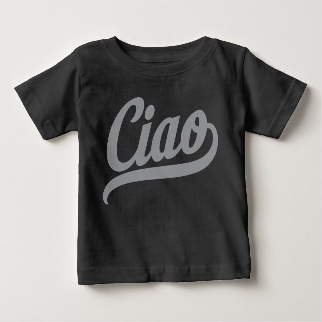 Ciao Script (grau) Baby T-shirt (Vorderseite)
