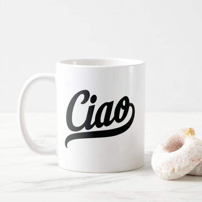 Ciao-Script (schwarz) Tasse (Mit Donut)