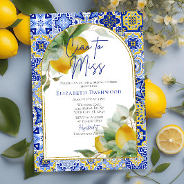 Ciao to Miss Blue Tile Lemon Brautparty Einladung