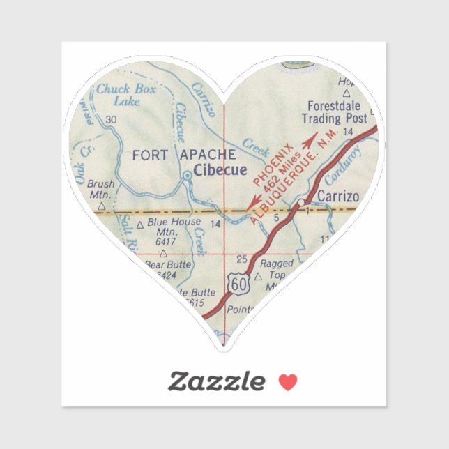 Cibecue Arizona Vintage Karte Aufkleber (Blatt)