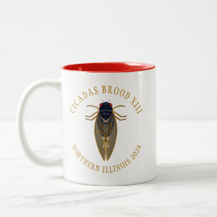 Cicada Brood XIII ILLINOIS 2024 Benutzerdefinierte Zweifarbige Tasse