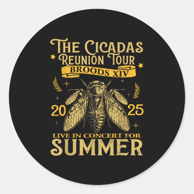 Cicada Brood Xiv Sommer 2025 Wiedersehen Tour Swar Runder Aufkleber (Vorderseite)