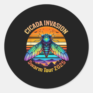 Cicada Brood Xiv Sommer Cicadas Schwarze Tour 2025 Runder Aufkleber