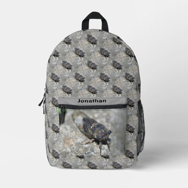 Cicada Bug Nature Pattern Personalisiert Bedruckter Rucksack (Vorderseite)