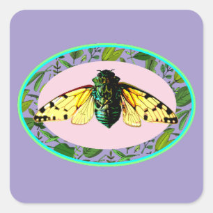 Cicada Bugs Insect Summer Tour Emergence Camping Quadratischer Aufkleber