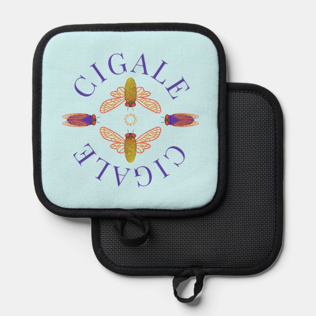 Cicada Cicada Cigale Topflappen (Vorderseite/Rückseite)