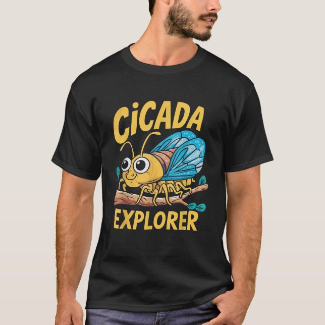 Cicada Explorer Niedlich Summer Bug Adventure Kids T-Shirt (Vorderseite)