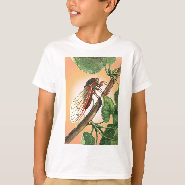 Cicada Insect Illustration Art T-Shirt (Vorderseite)