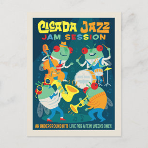 Cicada Jazz Jam Session Postkarte
