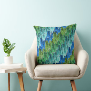 Cicada Muster in Aqua Blue Kissen
