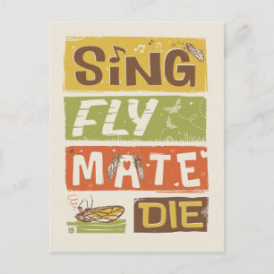 Cicada Sing Fly Mate Die Postkarte