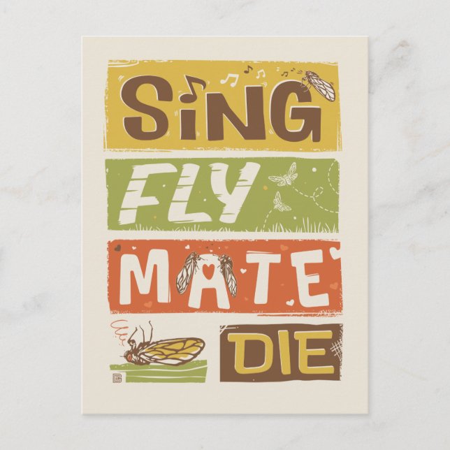 Cicada Sing Fly Mate Die Postkarte (Vorderseite)