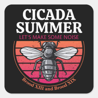Cicada Sommer Bestes Geschenk für Cicada Brood Lie Quadratischer Aufkleber