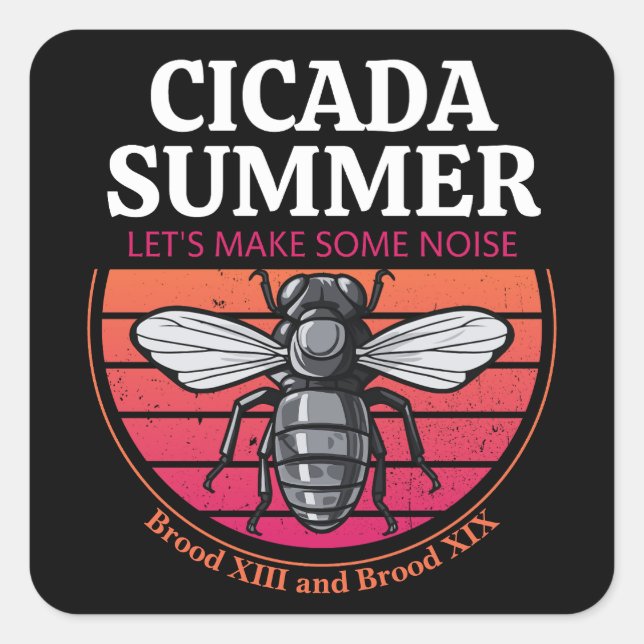 Cicada Sommer Bestes Geschenk für Cicada Brood Lie Quadratischer Aufkleber (Vorderseite)