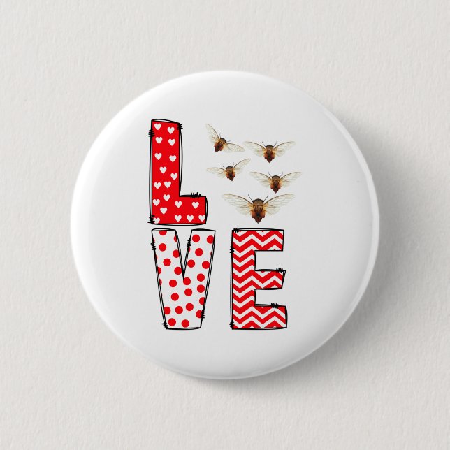 Cicada Valentines Day Love Valentine Cute Hearts  Button (Vorderseite)