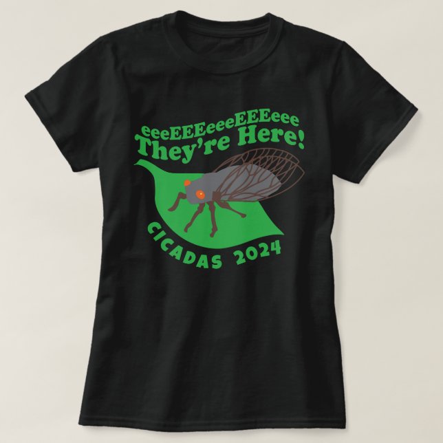 Cicadas 2024 Sie sind hier T-Shirt (Design vorne)