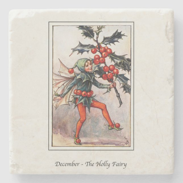 Cicely Mary Barker Dezember Fairy Steinuntersetzer (Vorderseite)