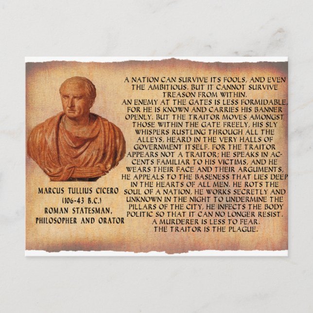 CICERO QUOTE - NATION KANN DEN TREASON NICHT ÜBERL POSTKARTE (Vorderseite)
