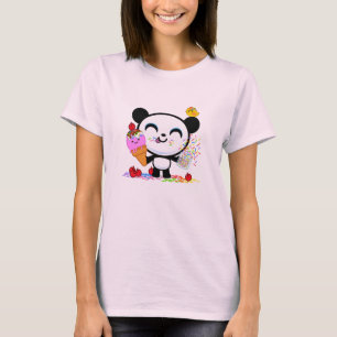 Cici besprüht Panda-Liebe-Eiscreme-Kegel mit T-Shirt