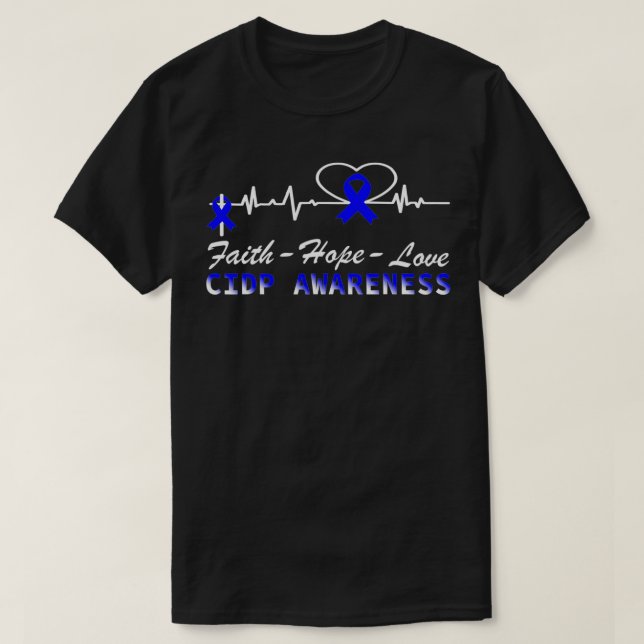 CIDP Awareness Heartbeat Christliche Cross Support T-Shirt (Design vorne)