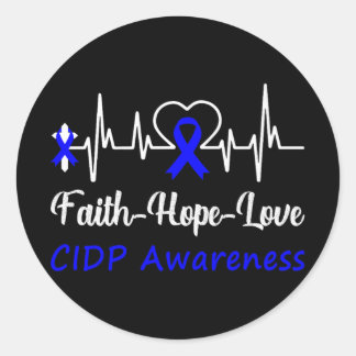 Cidp Awareness Heartbeat Christlicher Cross Faith  Runder Aufkleber