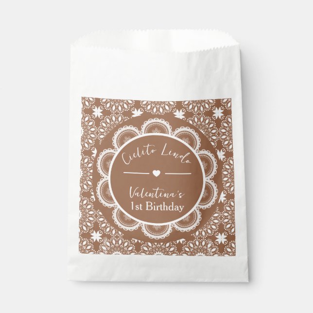 Cielito Lindo 1. Geburtstag Braun Geschenktütchen (Vorderseite)