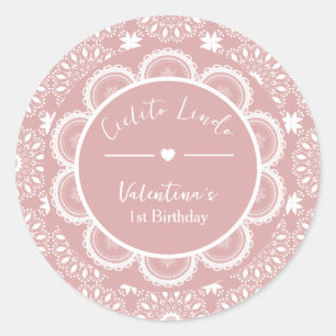 Cielito Lindo 1. Geburtstag Rosa Runder Aufkleber