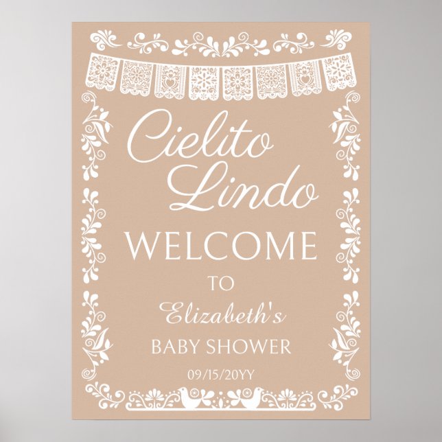 Cielito Lindo Baby Shower Beige Welcome Poster (Vorne)