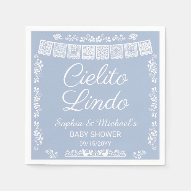Cielito Lindo Baby Shower Blau Serviette (Vorderseite)