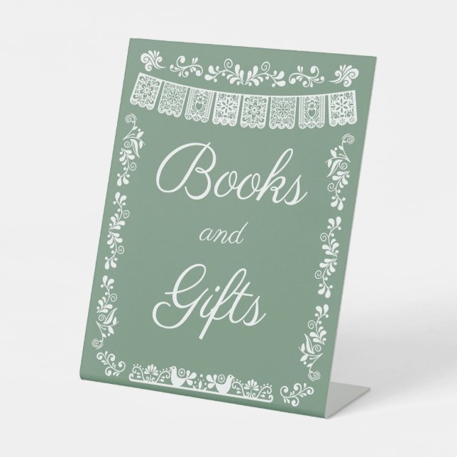 Cielito Lindo Baby Shower Books and Gifts Sign Sockelschild (Vorderseite)