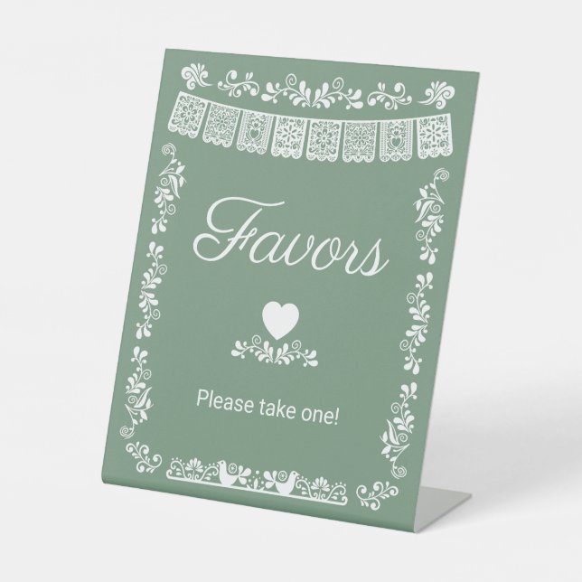 Cielito Lindo Baby Shower Favors Sage Green Sockelschild (Vorderseite)