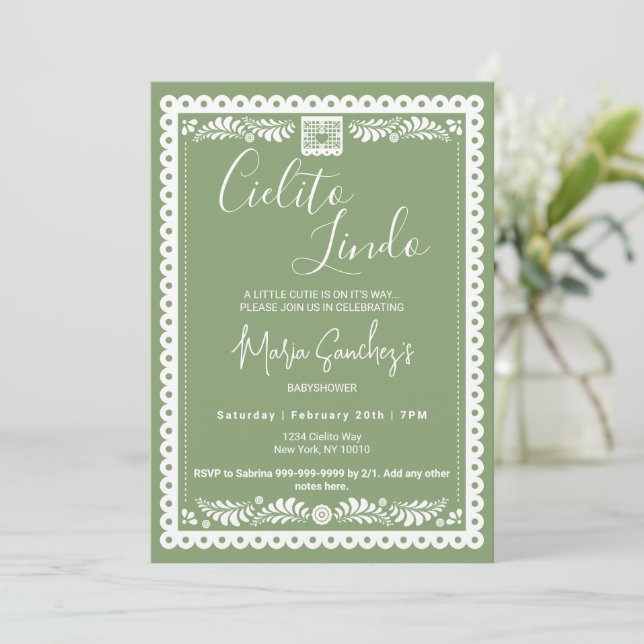 Cielito Lindo Baby Shower Invitation | Green  Karte (Stehend Vorderseite)