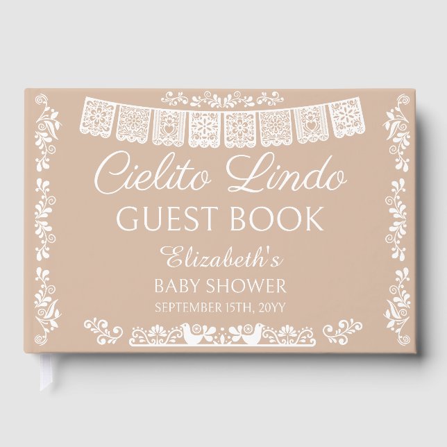 Cielito Lindo Beige Baby Shower Gästebuch (Vorderseite)