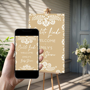 Cielito lindo Beige Babydusche Begrüßungszeichen Poster