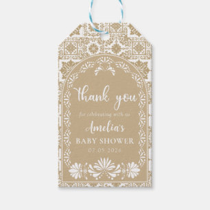 Cielito Lindo Beige Mexican Baby Shower Tag Geschenkanhänger