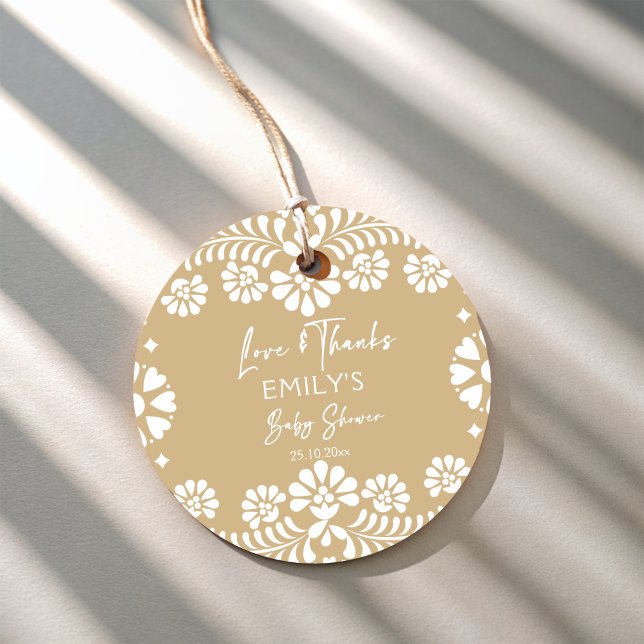 Cielito lindo beige mexikanische Babydusche Geschenkanhänger (Cielito lindo beige Mexican fiesta baby shower personalized Favor Tags thank you favor tags)