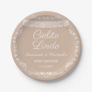 Cielito Lindo Beige Papel Picado Babyparty Pappteller