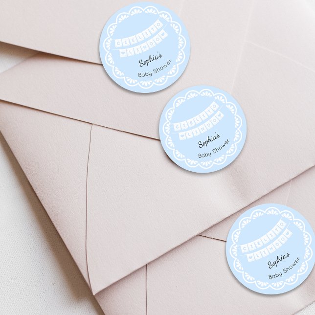 Cielito Lindo Blue Baby Dusche Runder Aufkleber (Von Creator hochgeladen)