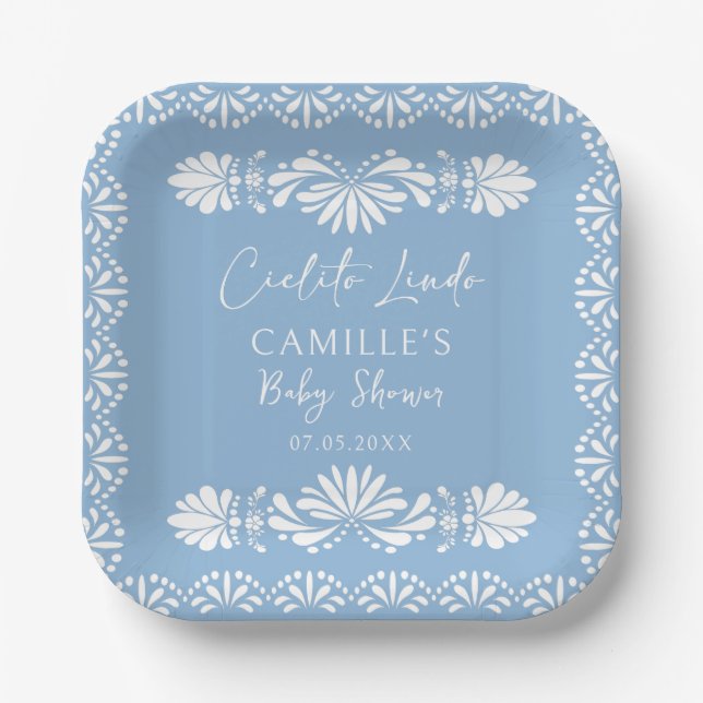 Cielito lindo Blue Mexican Baby Shower Pappteller (Vorderseite)