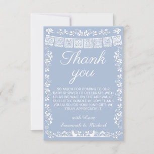 Cielito Lindo Blue Papel Picado Baby Shower Dankeskarte